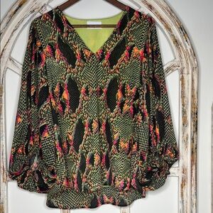 Adrienne Multicolor Snake Print V-Neck Blouse